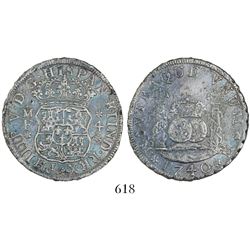 Mexico City, Mexico, pillar 4 reales, Philip V, 1740/30MF.