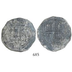 Mexico City, Mexico, cob 4 reales, Philip II, assayer O below denomination IIII to right, mintmark o