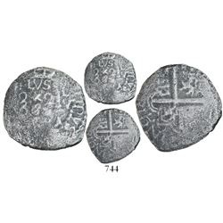 Lima, Peru, cob 2 reales, 1660V, date at bottom, "Star of Lima" type (Series III), very rare.