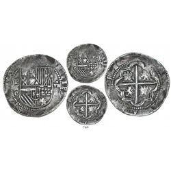 Potosi, Bolivia, cob 8 reales, Philip II, assayer C below erasure, very rare.