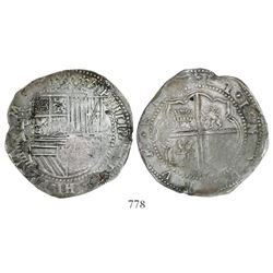 Potosi, Bolivia, cob 8 reales, Philip II, assayer A.