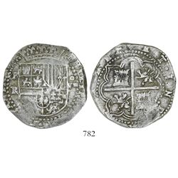 Potosi, Bolivia, cob 8 reales, Philip II, assayer RL.