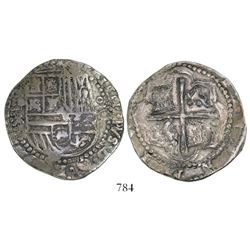 Potosi, Bolivia, cob 8 reales, Philip II, assayer RL.