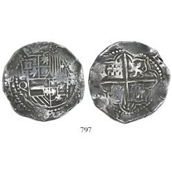 Potosi, Bolivia, cob 8 reales, Philip III, assayer Q.