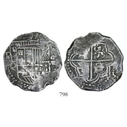 Potosi, Bolivia, cob 8 reales, Philip III, assayer Q.