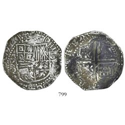 Potosi, Bolivia, cob 8 reales, Philip III, assayer Q.