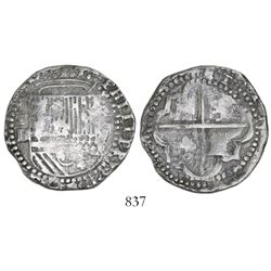 Potosi, Bolivia, cob 4 reales, Philip II, assayer B (2nd period).