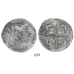 Potosi, Bolivia, cob 4 reales, Philip II, assayer B (3rd period).