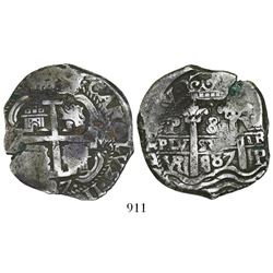 Potosi, Bolivia, cob 8 reales, 1687VR.