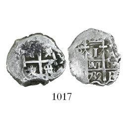Potosi, Bolivia, cob 1 real, 1732YA, rare.