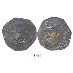 Santo Domingo, Dominican Republic, copper 4 maravedis, Charles-Joanna, assayer F, with anchor counte