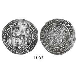 Seville, Spain, 1 real, Ferdinand-Isabel, mintmark .S. on reverse, assayers .X. vertically flanking