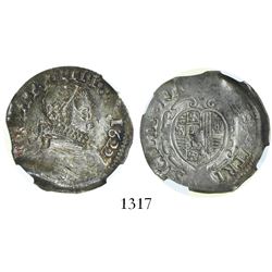 Naples under Spain (Italian States), 1 tari, Philip IV, 1622, encapsulated NGC AU 53.