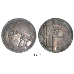 Italy (Kingdom), 20 lire, Vittorio Emmanuel III, 1928-R (AN VI), WWI commemorative.