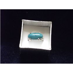 TURQUOISE SILVER PLATED RING (L792-19) - CHOICE