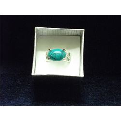 TURQUOISE SILVER PLATED RING (L792-20) - CHOICE