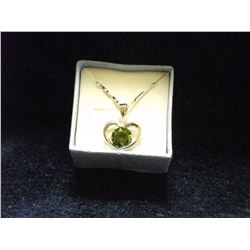 14 K GOLD FILLED PERIDOT PENDANT WITH CHAIN (L792-21)