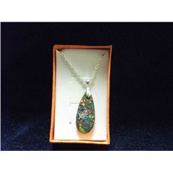 SEA SEDIMENT JASPER PENDANT WITH CHAIN (L792-22)