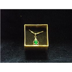 JADE AND CRYSTAL OVAL PENDANT WITH CHAIN (L792-23)