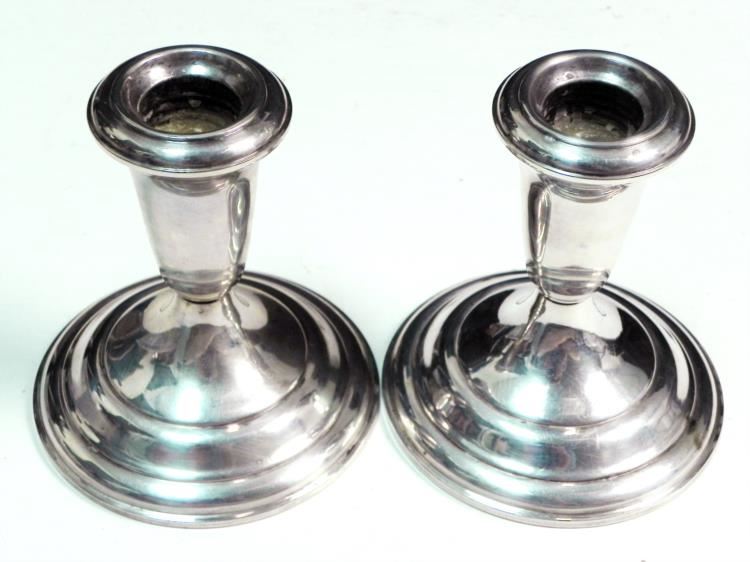2 Vintage Empire Sterling Silver Candlestick Holders