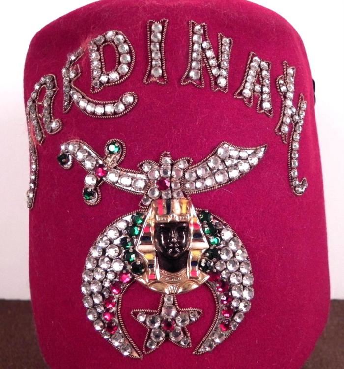 VINTAGE MEDINAH SHRINERS FEZ FOR OFFICERW/ RHINESTONES