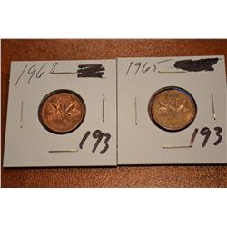 (2) 1965, 68 Canada 1-Cent AU