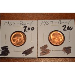 (2) 1967 Canada 1-Cent BU