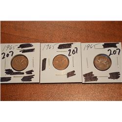 (3) 1965 Canada 1-Cent