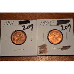 (2) 1965 Canada 1-Cent - BU