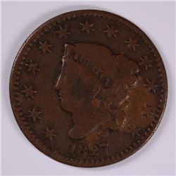 1827 LARGE CENT F/VF