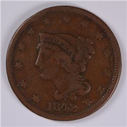 1842 LARGE CENT F/VF