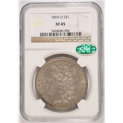 1894-O MORGAN SILVER DOLLAR, NGC XF-45 CAC KEY DATE!
