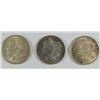 Image 1 : 3-MORGAN SILVER DOLLARS 1890 AU, 1921-S AU & 1921 UNC