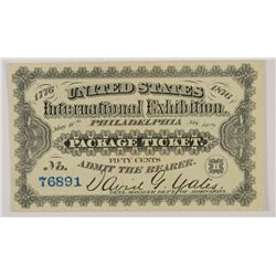 1876 US INTERNATIONAL EXHIBITION (NO OVERPRINT, BLUE SERIAL #) CH CU