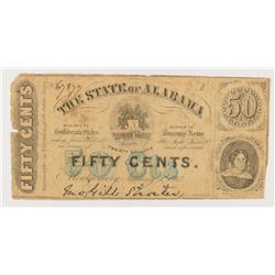 1863 FIFTY CENT STATE OF ALABAMA NOTE (HOLES)