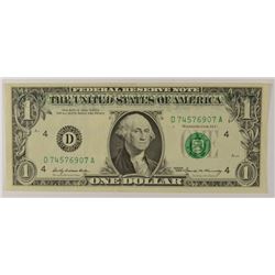 1969 $1 FEDERAL RESERVE NOTE (MAJOR MINT ERROR-WET TRANSFER)