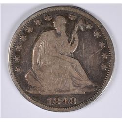 1848 SEATED HALF DOLLAR VG