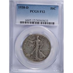 1938-D WALKING LIBERTY HALF DOLLAR PCGS FINE-12