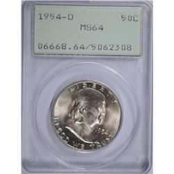 1954-D FRANKLIN HALF DOLLAR PCGS MS-64 (OGH)