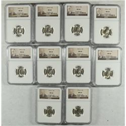 ( 10 ) 1953-S ROOSEVELT DIMES, NGC MS-66