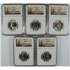 Image 1 : LOT OF ( 5 ) 1959 WASHINGTON QUARTER, NGC MS-65