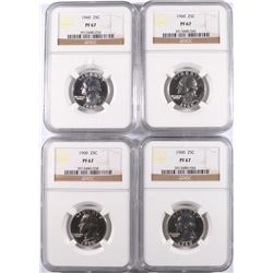 LOT OF ( 4 ) 1960 WASHINGTON QUARTERS, NGC PROOF-67