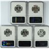 Image 2 : LOT OF ( 5 ) 1961 WASHINGTON QUARTERS, NGC PROOF-67