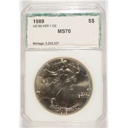 1889 AMERICAN SILVER EAGLE, PCI MS-70! TRENDS FOR $1000.00