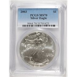 2003 AMERICAN SILVER EAGLE, PCGS MS-70! PERFECT!