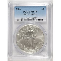 2006 AMERICAN SILVER EAGLE, PCGS MS-70 PERFECT!