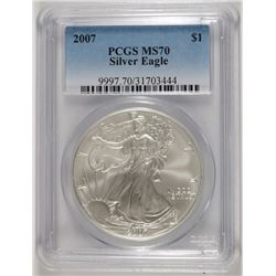 2007 AMERICAN SILVER EAGLE, PCGS MS-70! PERFECT!