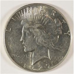 1927-S PEACE SILVER DOLLAR, MS-63 NICE WHITE COIN