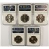 Image 2 : LOT OF ( 5 ) KENNEDY HALF DOLLARS ALL NGC MS-66: ( 2 ) 1996 & ( 3 ) 1996-D