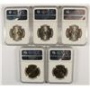 Image 2 : LOT OF (5) KENNEDY HALF DOLLARS ALL NGC MS-66: (1)-1993, (2)-1997 & (2)-1998-D